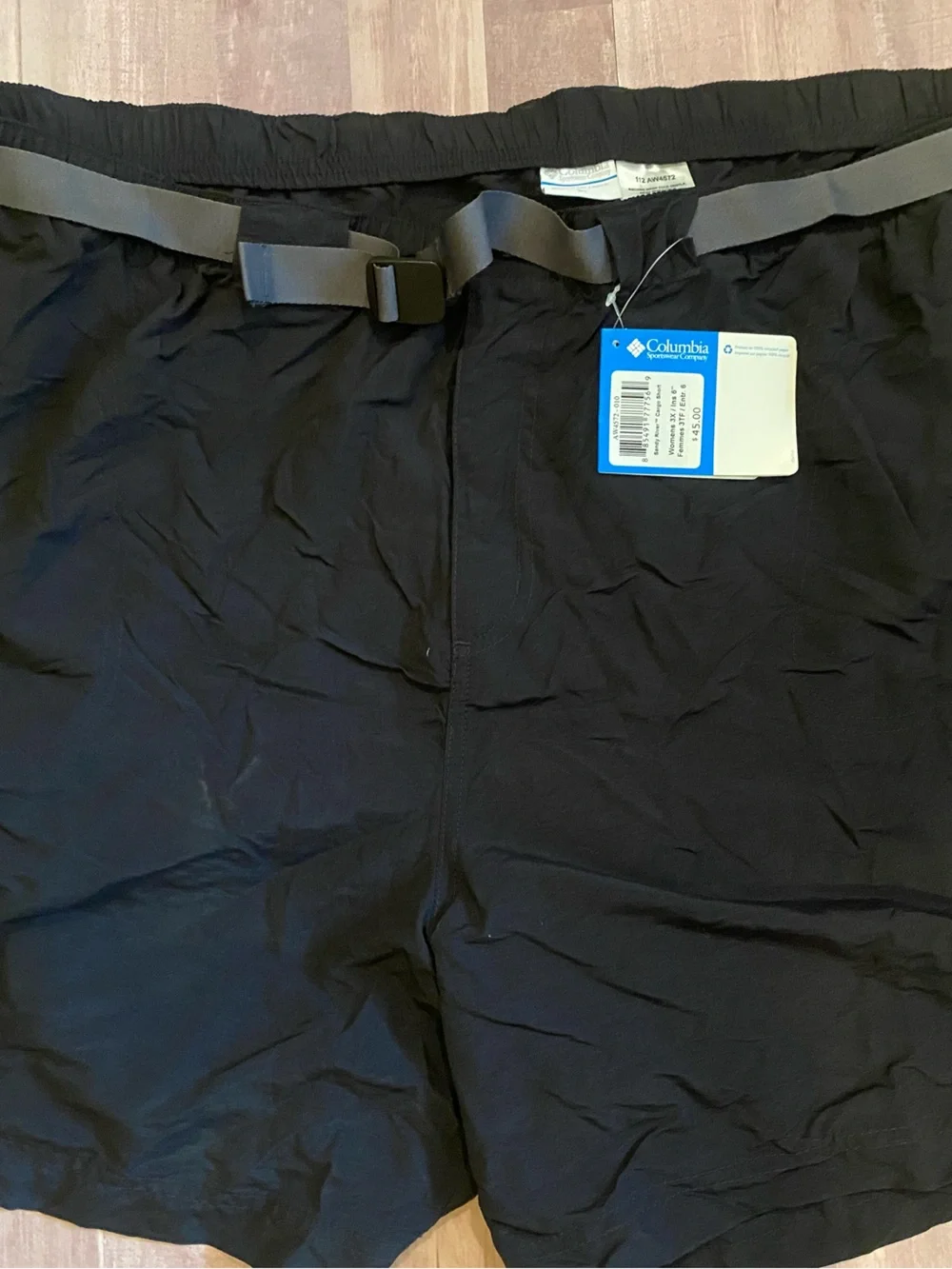 Columbia womens 3xBlack Active Nylon Shorts with Gray Webbing Belt